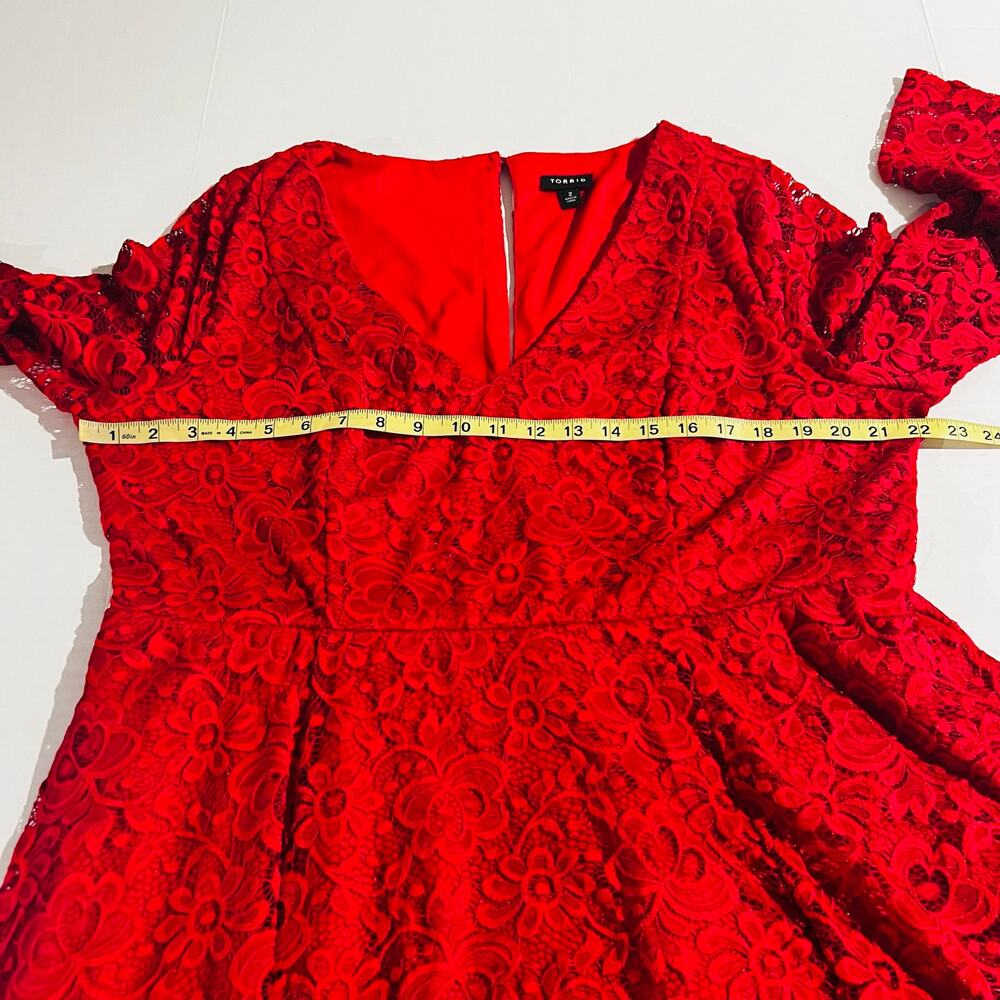 Torrid Lace V Neck Long Sleeve Dress Size 2X Red - Picture 7 of 8